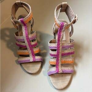Antonio Melani Gwindolin Raffia T-Strap Dress Sandals In Pink Combo 8